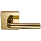 Omnia Privacy Door Lever Set with 368S Style Handle and Square Rose Lacquered Polished Brass