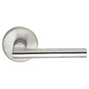 Omnia Passage Door Lever Set with 43 Style Handle and Round Rose Satin Stainless Steel