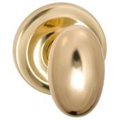 Omnia Passage Door Knob Set with 432 Style Handle and Round Rose Lacquered Polished Brass