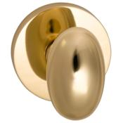 Omnia Non-Turning One-Sided Door Knob with Egg Knob and Modern Rose from the Prodigy Collection Lacquered Polished Brass