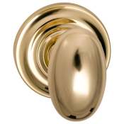 Omnia Non-Turning One-Sided Door Knob with Egg Knob and Traditional Rose from the Prodigy Collection Lacquered Polished Brass