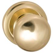 Omnia Non-Turning One-Sided Door Knob with 442 Style Handle and Round Rose Lacquered Polished Brass