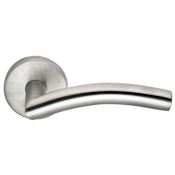 Omnia Passage Door Lever Set with 45 Style Handle and Round Rose Satin Stainless Steel