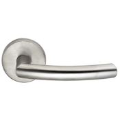 Omnia Non-Turning One-Sided Door Lever with 47 Style Handle and Round Rose Satin Stainless Steel