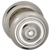 Omnia Privacy Door Knob Set with 473 Style Handle and Round Rose Lacquered Polished Nickel
