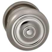 Omnia Non-Turning One-Sided Door Knob with 473 Style Handle and Round Rose Lacquered Polished Nickel