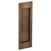 Omnia Contemporary 7" Tall Rectangular Recessed Flush Sliding Door / Pocket Door Pull Lacquered Antique Brass