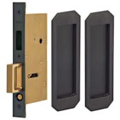 Omnia 2-3/8 Inch Wide Rectangular Mortise Pocket Door Lock Oil Rubbed Black