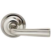 Omnia Privacy Door Lever Set with 706 Style Handle and Round Rose Lacquered Polished Nickel