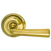 Omnia Passage Door Lever Set with 706 Style Handle and Round Rose Lacquered Brass