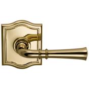 Omnia Non-Turning One-Sided Door Lever with Traditional Lever and Arched Rose from the Prodigy Collection Lacquered Polished Brass