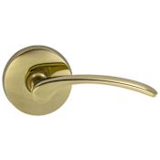 Omnia Passage Door Lever Set with 890 Style Handle and Round Rose Lacquered Polished Brass