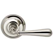 Omnia Non-Turning One-Sided Door Lever with 918 Style Handle and Round Rose Lacquered Polished Nickel