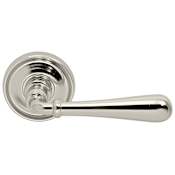 Omnia Non-Turning One-Sided Door Lever with 918 Style Handle and Round Rose Lacquered Polished Nickel
