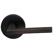 Omnia Wedge Privacy Door Lever Set with Modern Rose from the Prodigy Collection Tuscan Bronze