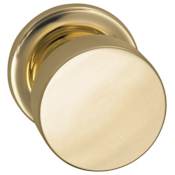 Omnia Puck Non-Turning Single Dummy Door Knob with Traditional Rose from the Prodigy Collection Lacquered Polished Brass