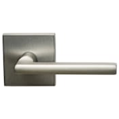 Omnia Privacy Door Lever Set with 943 Style Handle and Square Rose Lacquered Satin Nickel