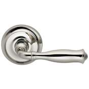 Omnia Privacy Door Lever Set with 944 Style Handle and Round Rose Lacquered Polished Nickel