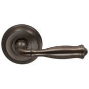 Omnia Privacy Door Lever Set with 944 Style Handle and Round Rose Unlacquered Antique Bronze