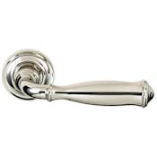Omnia Passage Door Lever Set with 944 Style Handle and Small Round Rose Lacquered Polished Nickel