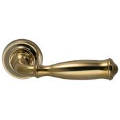 Omnia Passage Door Lever Set with 944 Style Handle and Small Round Rose Unlacquered Polished Brass