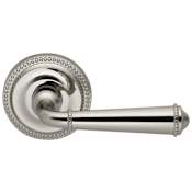 Omnia Passage Door Lever Set with 946 Style Handle and Round Rose Lacquered Polished Nickel