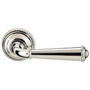Omnia Non-Turning One-Sided Door Lever with 946 Style Handle and Round Rose Lacquered Polished Nickel