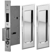 Omnia Solid Brass 2-5/16" Wide Rectangular Pocket Door Flush Dummy Set Polished Chrome