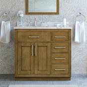 Ove Decors Athea 36" Free Standing Single Basin Vanity with Cabinet and Cultured Marble Vanity Top Almond Latte / Engineered Stone Top