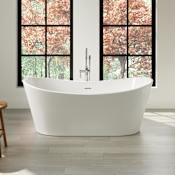 Ove Decors Herschel 60" Free Standing Acrylic Soaking Tub with Center Drain, Drain Assembly, and Overflow White