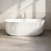 Ove Decors Niko 24" Free Standing Acrylic, Brass Soaking Tub with Center Drain Carrara