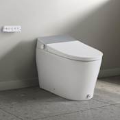 Ove Decors Clarke 0.92 / 1.28 GPF One Piece Elongated Smart Toilet with Hands-Free Automated Dual Flush - Bidet Seat Included White