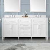 Ove Decors Tahoe 72" Free Standing Double Basin Vanity Set with Cabinet, Marble Vanity Top, and Framed Mirrors White