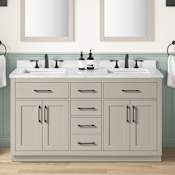Ove Decors Athea 60" Free Standing Double Basin Vanity Set with Cabinet and Cultured Marble Vanity Top Greige