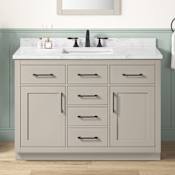 Ove Decors Athea 48" Free Standing Single Basin Vanity Set with Cabinet and Cultured Marble Vanity Top Greige