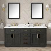 Ove Decors Bailey 72" Free Standing Double Basin Vanity Set with Cabinet and Quartz Vanity Top Matte Black Wood