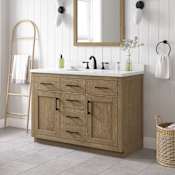 Ove Decors Bailey 48" Free Standing Single Basin Vanity Set with Cabinet and Quartz Vanity Top Driftwood Oak / Engineered Quartz
