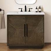 Ove Decors Hale 36" Free Standing Single Basin Vanity Set with Cabinet and Engineered Stone Vanity Top Aged Oak