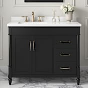 Ove Decors Salisbury 42" Free Standing Single Basin Vanity Set with Cabinet and Engineered Marble Vanity Top Impress Black