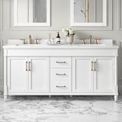 Ove Decors Salisbury 72" Free Standing Double Basin Vanity Set with Cabinet and Engineered Marble Vanity Top Pure White
