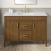 Ove Decors Juliette 48" Free Standing Single Basin Vanity Set with Cabinet and Quartz Vanity Top Warm Walnut