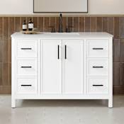 Ove Decors Solas 48" Free Standing Single Basin Vanity Set with Cabinet and Cultured Marble Vanity Top White