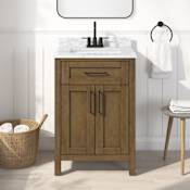 Ove Decors Tahoe 24" Free Standing Single Basin Vanity Set with Cabinet and Cultured Marble Vanity Top Almond Latte