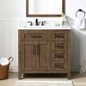 Ove Decors Tahoe 36" Free Standing Single Basin Vanity Set with Cabinet and Cultured Marble Vanity Top Almond Latte