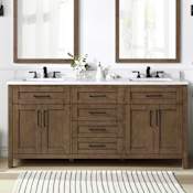 Ove Decors Tahoe 72" Free Standing Double Basin Vanity with Wood Cabinet and Cultured Marble Vanity Top Almond Latte / Cultured Marble Top