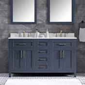 Ove Decors Tahoe 60" Free Standing Double Basin Vanity Set with Cabinet and Cultured Marble Vanity Top Midnight Blue / Cultured Marble Top