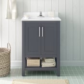 Ove Decors Vegas 24" Free Standing Single Basin Vanity Set with Cabinet and Cultured Marble Vanity Top Dark Charcoal / Cultured Marble Top