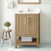 Ove Decors Vegas 24" Free Standing Single Basin Vanity Set with Cabinet and Cultured Marble Vanity Top White Oak / Cultured Marble Top