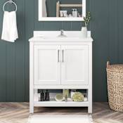 Ove Decors Vegas 30" Free Standing Single Basin Vanity Set with Cabinet and Cultured Marble Vanity Top White / Cultured Marble Top