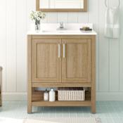 Ove Decors Vegas 30" Free Standing Single Basin Vanity Set with Cabinet and Cultured Marble Vanity Top White Oak / Cultured Marble Top
